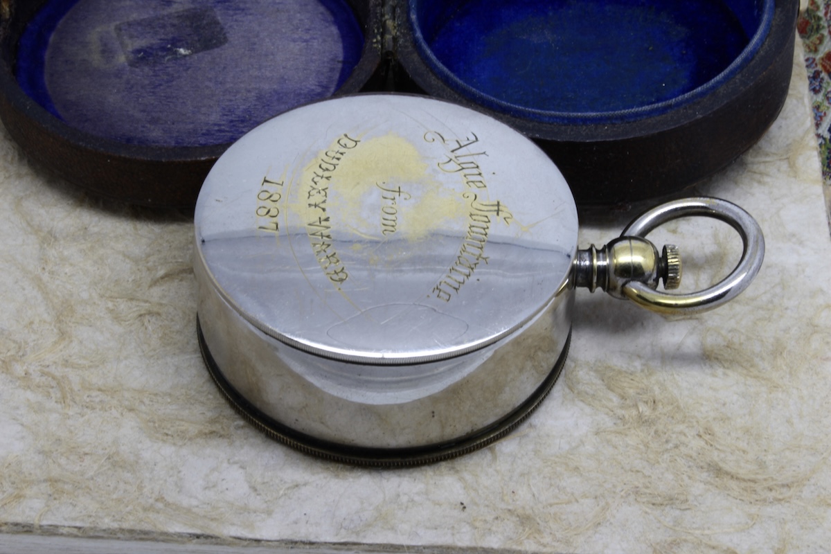 Rare Leather-Cased Nautical Pocket Compass by T. W. WATSON, LONDON, c. 1887