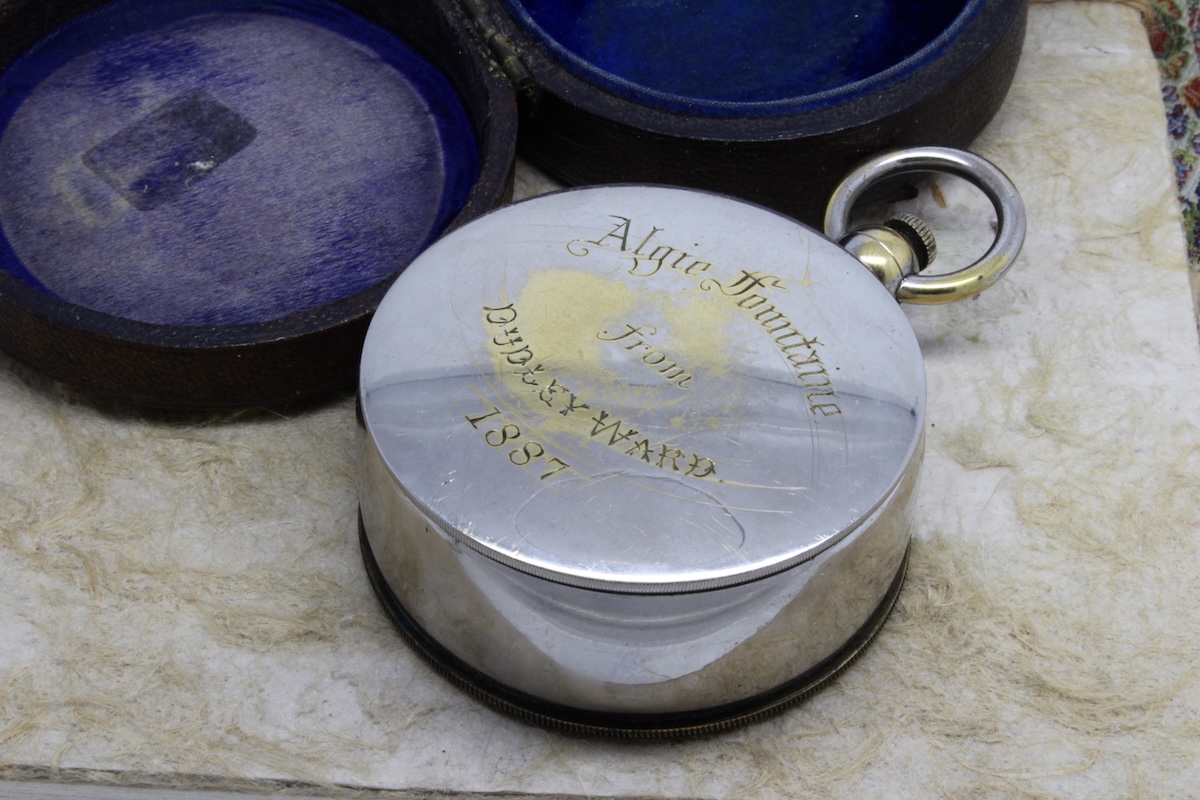 Rare Leather-Cased Nautical Pocket Compass by T. W. WATSON, LONDON, c. 1887