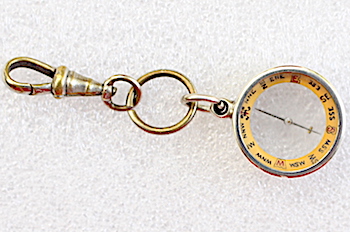 Solid Silver Hallmarked Fob Compass by Francis Barker & Son, 1896