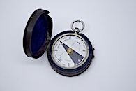 Rare Louis Casella True North Symons Patent Leather-Cased Compass, c. 1870