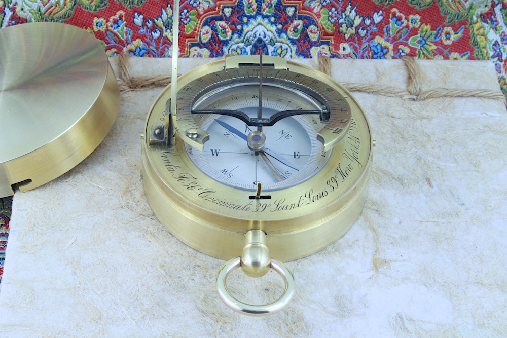 Antique French Equinoctial Sundial and Compass for the American Market, c. 1900