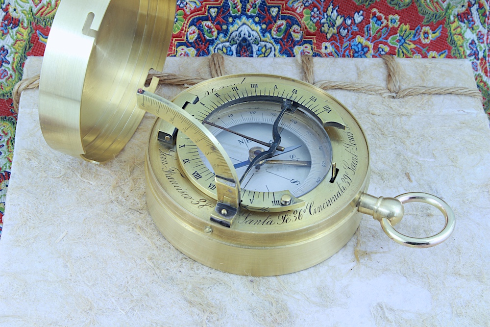 Antique French Equinoctial Sundial and Compass for the American Market, c. 1900