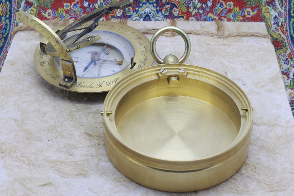 Antique French Equinoctial Sundial and Compass for the American Market, c. 1900