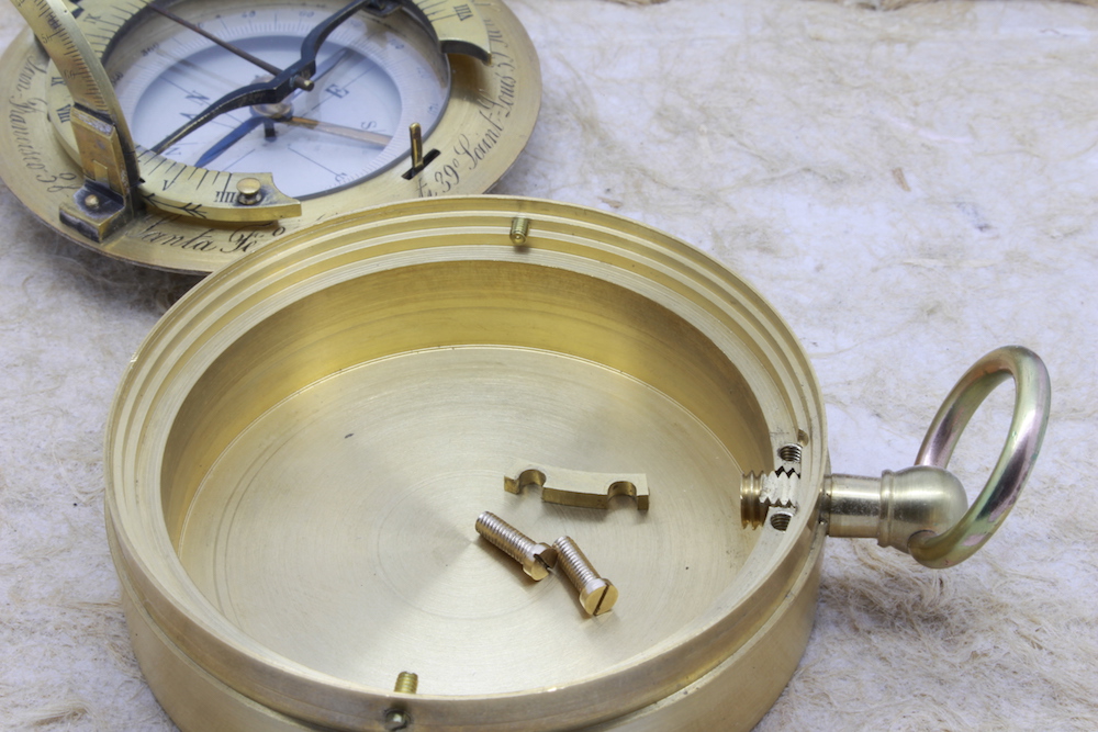 Antique French Equinoctial Sundial and Compass for the American Market, c. 1900