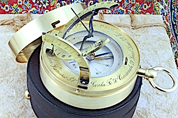 Antique French Equinoctial Sundial and Compass for the American Market, c. 1900