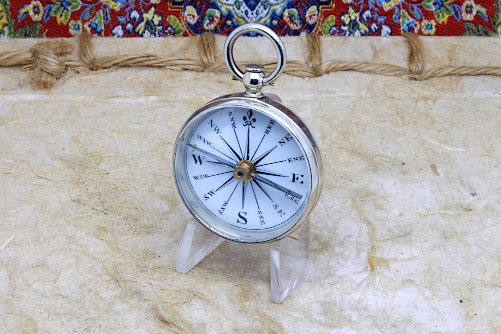 Victorian Antique Compass With Porcelain Dial, c. 1860