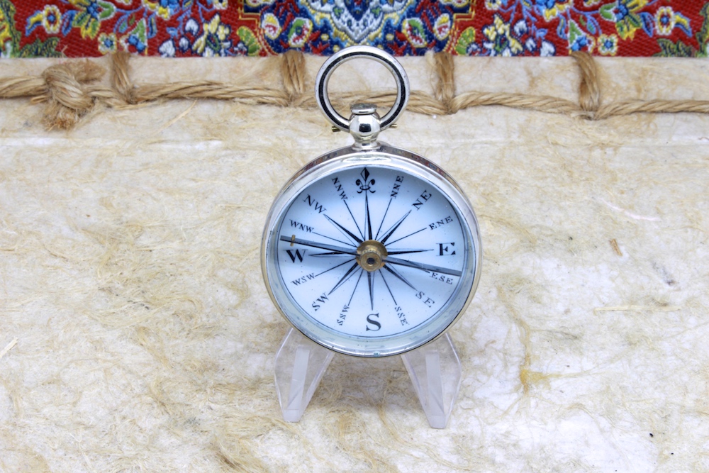 Victorian Antique Compass With Porcelain Dial, c. 1860