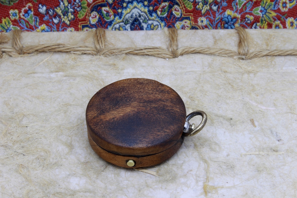 Victorian Wood-Cased Antique Compass with Porcelain Dial, c. 1860