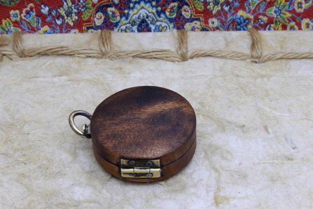 Victorian Wood-Cased Antique Compass with Porcelain Dial, c. 1860