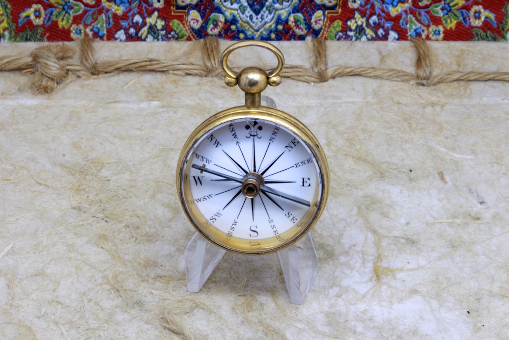 Victorian Porcelain Dial Open-Face Antique Compass, c. 1850