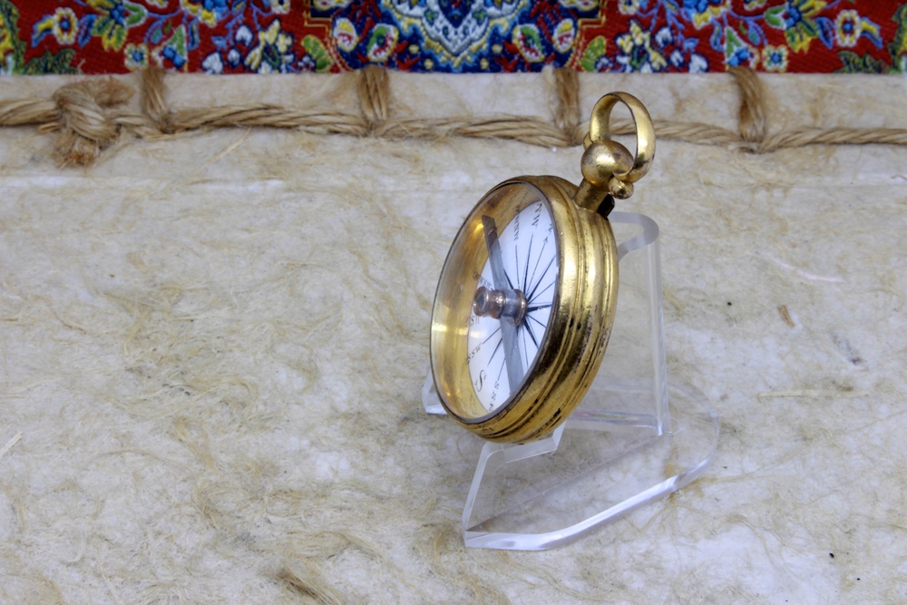 Victorian Porcelain Dial Open-Face Antique Compass, c. 1850