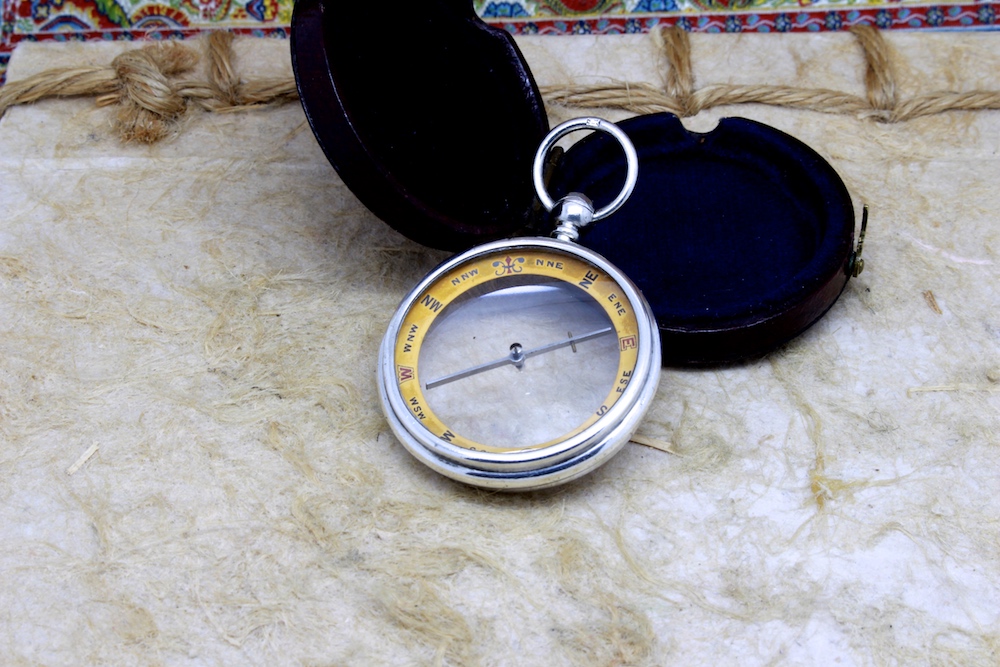  Victorian Barker & Son Silver Compass, Hallmarked London 1895