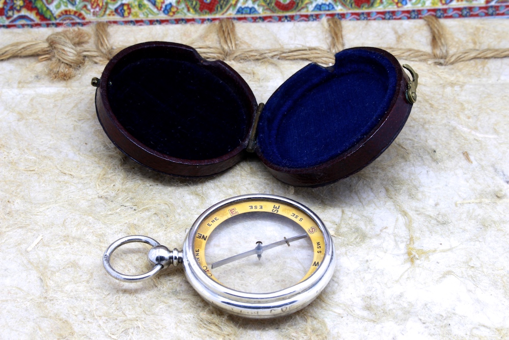  Victorian Barker & Son Silver Compass, Hallmarked London 1895