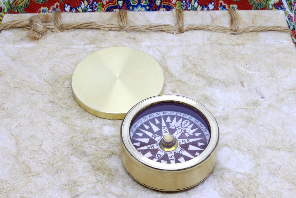 Antique Nautical English Brass Compass, c. 1860