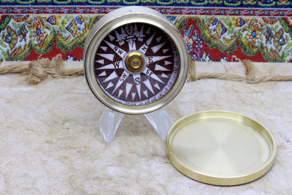 Antique Nautical English Brass Compass, c. 1860