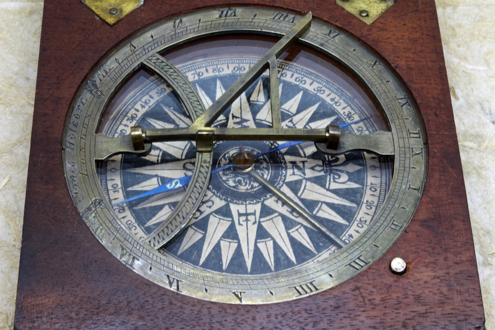 Georgian Wooden English Sundial and Compass by Jones Holborn, London,  c. 1820