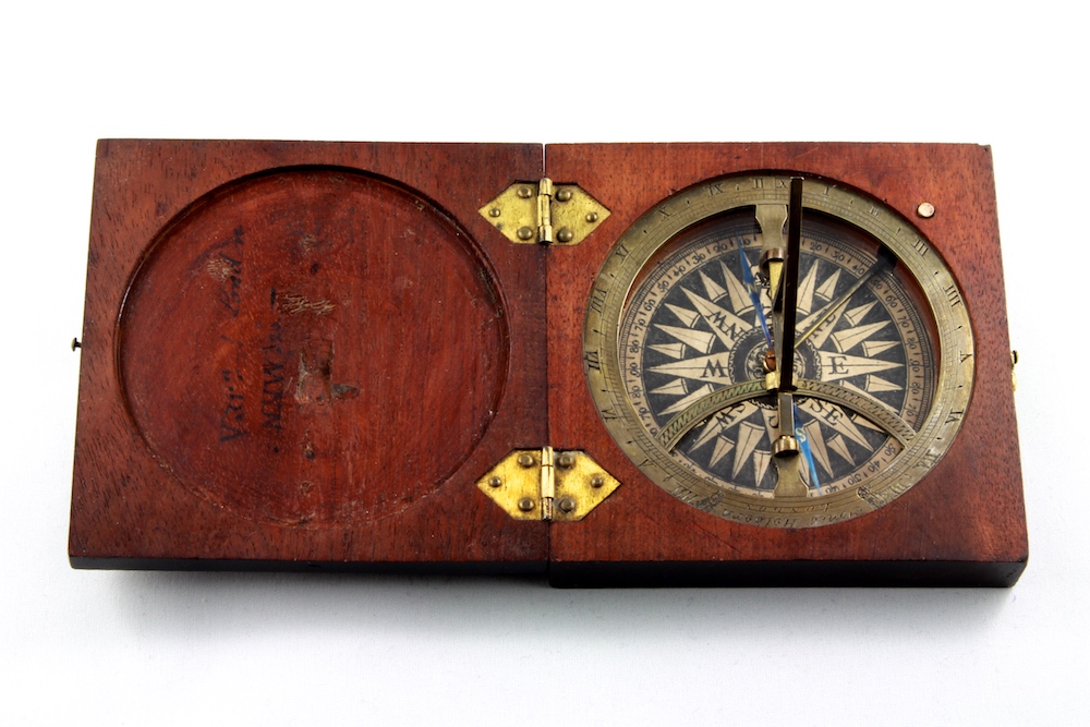 Georgian Wooden English Sundial and Compass by Jones Holborn, London,  c. 1820