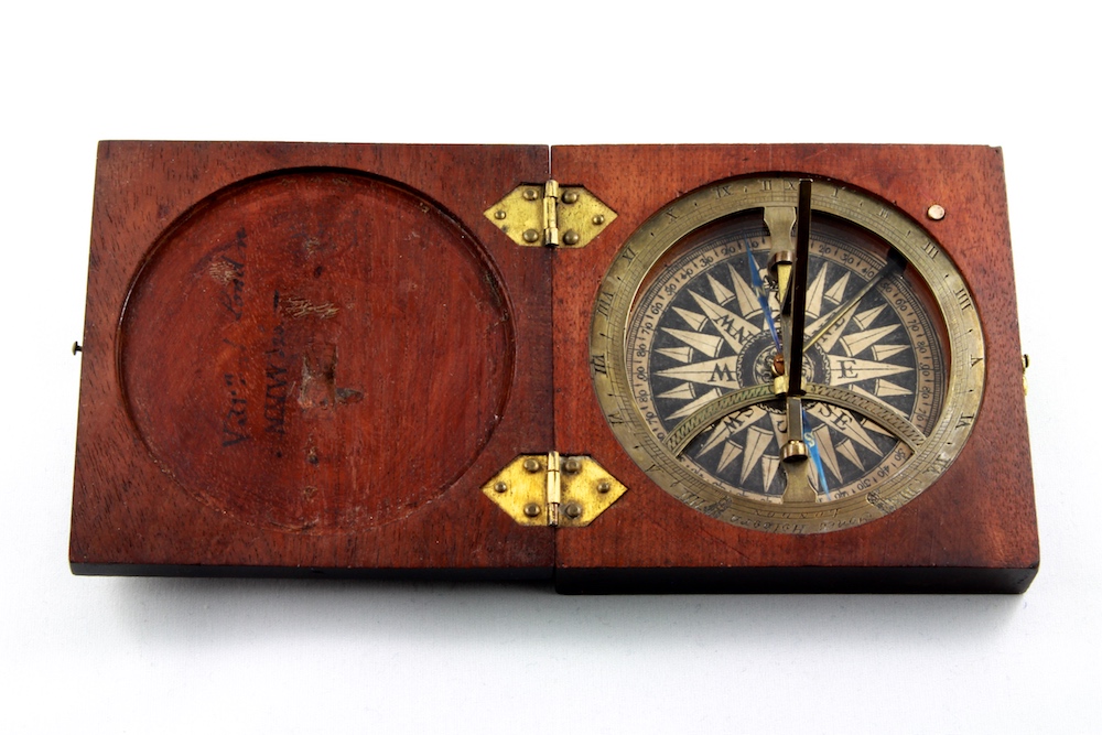 Georgian Wooden English Sundial and Compass by Jones Holborn, London,  c. 1820