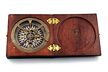 Georgian Wooden English Sundial and Compass by Jones Holborn, London,  c. 1820