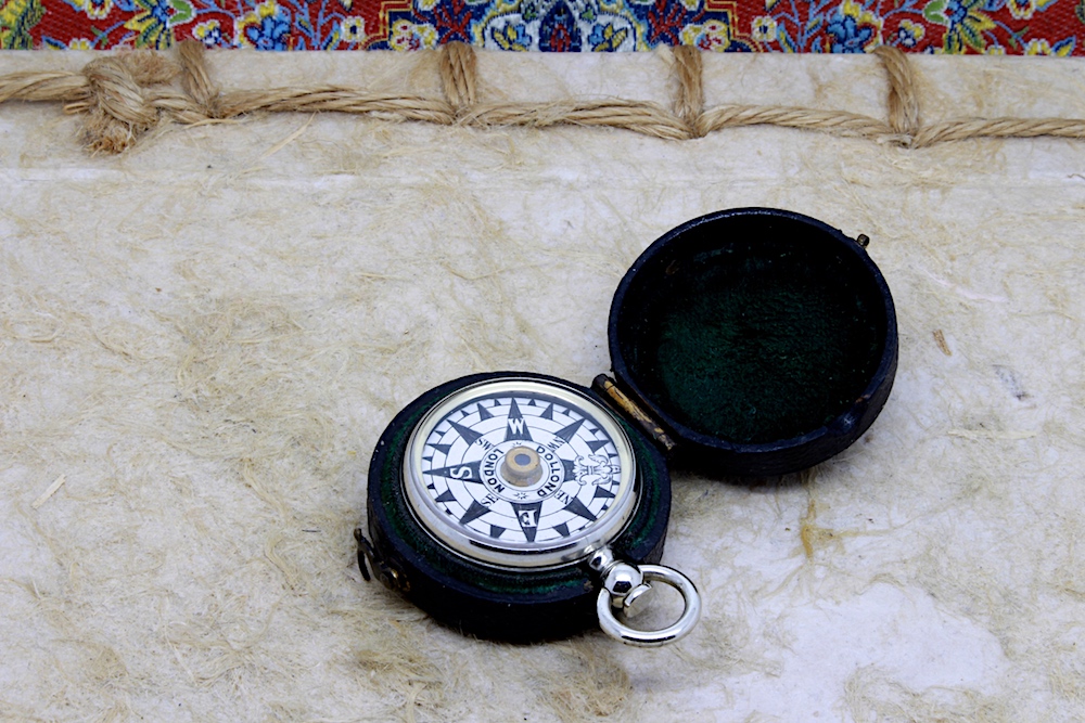 Victorian Leather-Cased Nautical Compass by Dollond London c. 1860