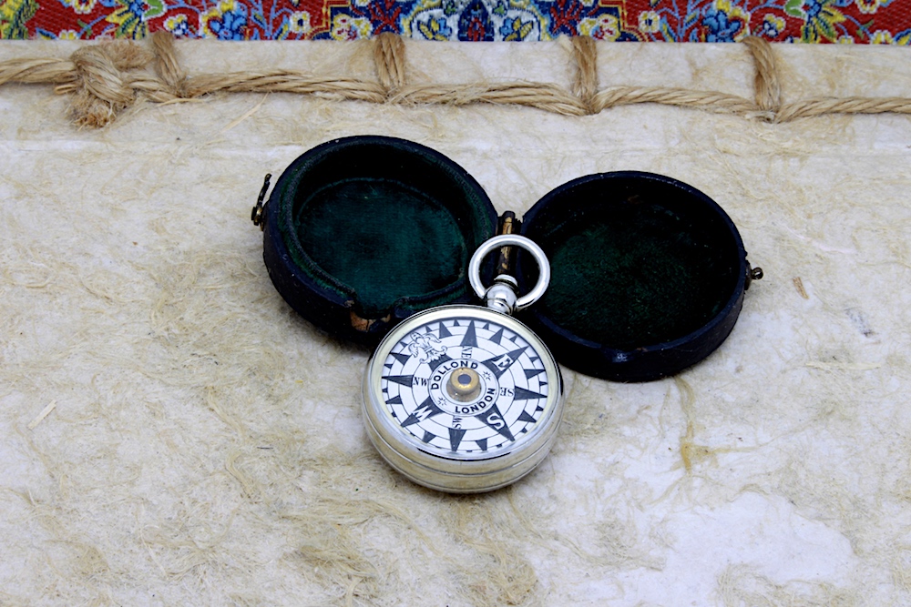 Victorian Leather-Cased Nautical Compass by Dollond London c. 1860