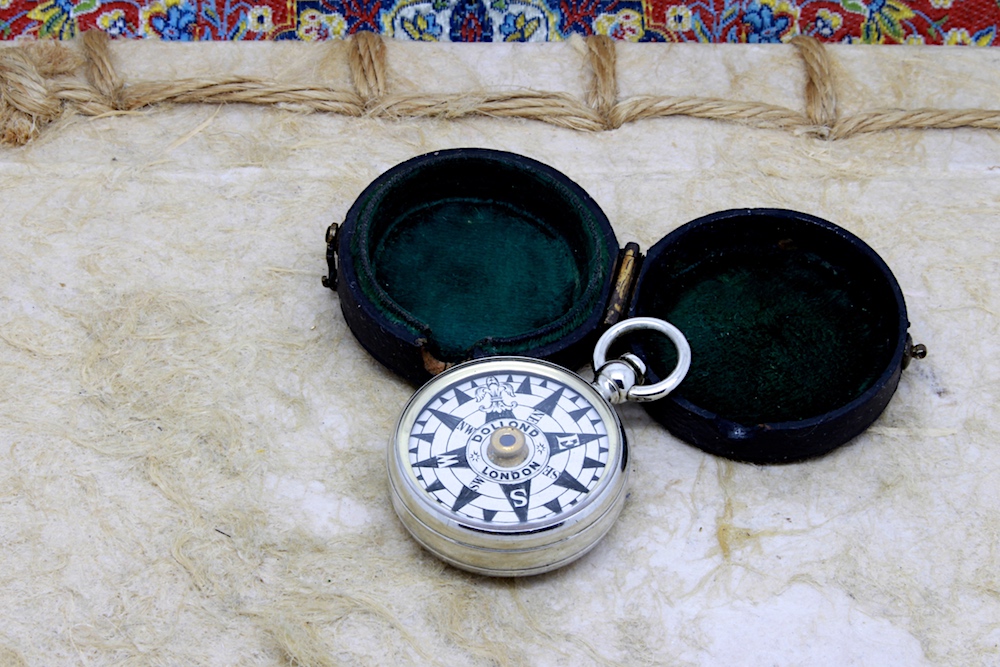 Victorian Leather-Cased Nautical Compass by Dollond London c. 1860