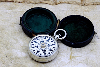 Victorian Leather-Cased Nautical Compass by Dollond London c. 1860