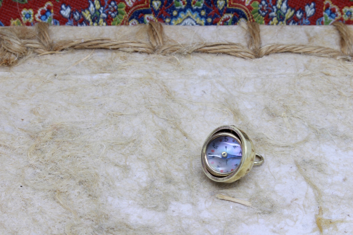 Small Brass French Swivel Mother-of-Pearl Compass, c. 1920