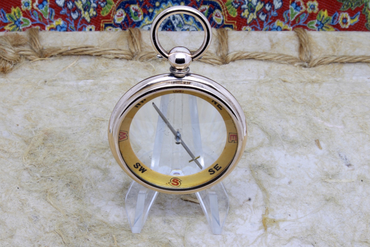 F. Barker & Son 10K Solid Gold Compass in Leather Case, c. 1900