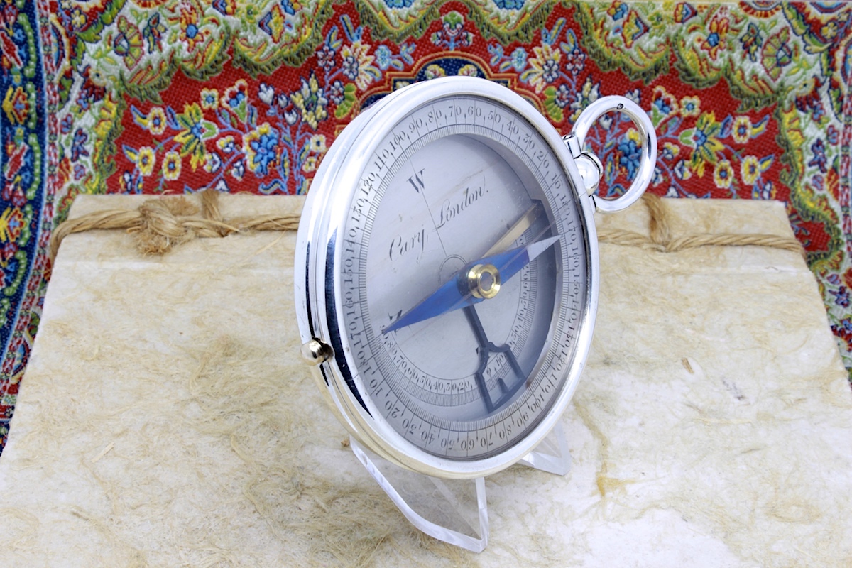 Victorian Silver Clinometer Compass by Cary London,  c. 1900