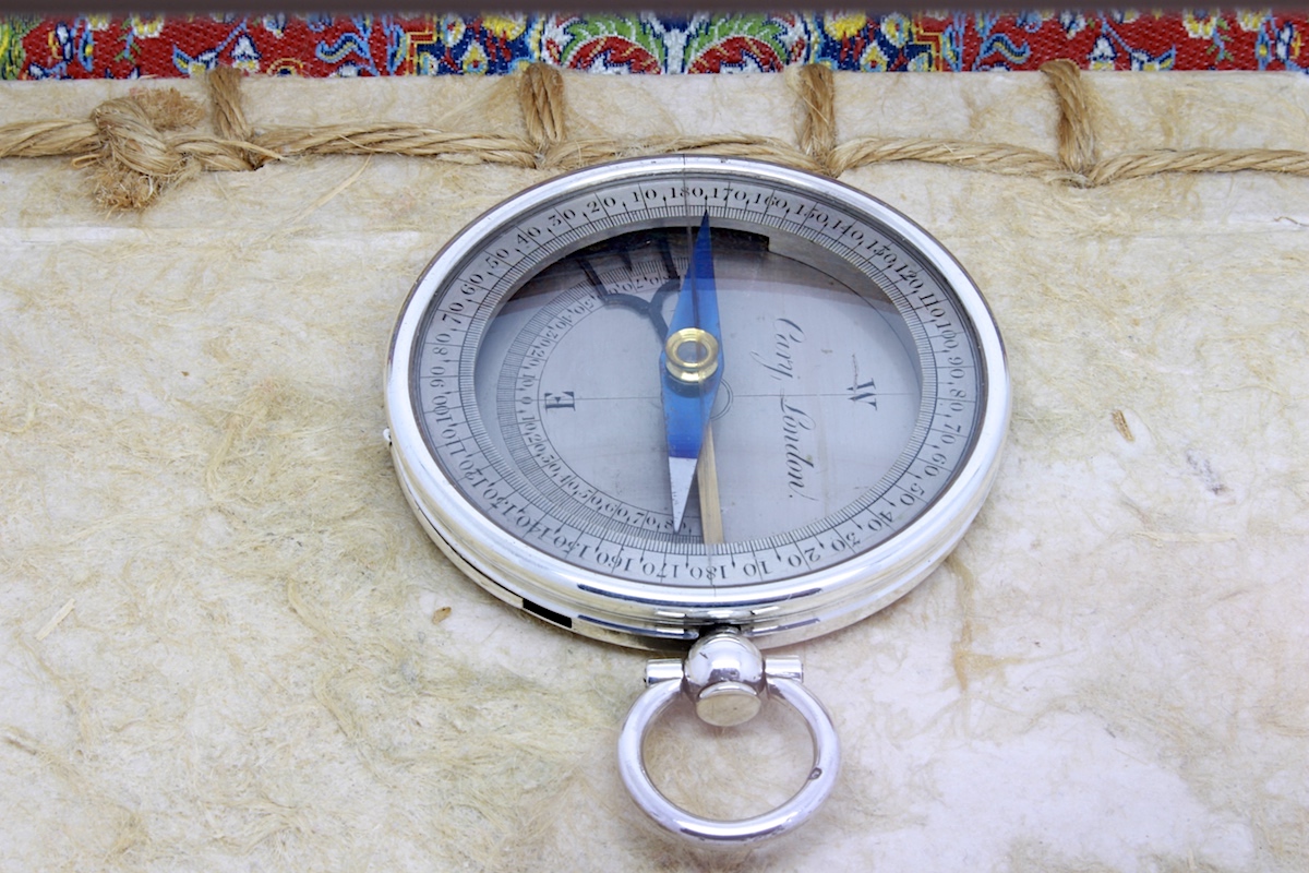 Victorian Silver Clinometer Compass by Cary London,  c. 1900