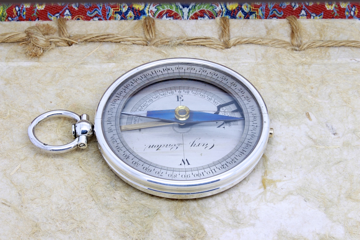 Victorian Silver Clinometer Compass by Cary London,  c. 1900