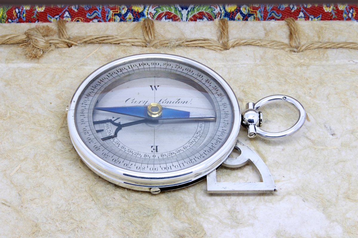 Victorian Silver Clinometer Compass by Cary London,  c. 1900