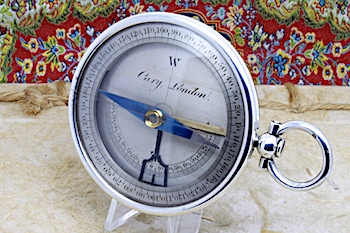 Victorian Silver Clinometer Compass by Cary London,  c. 1900