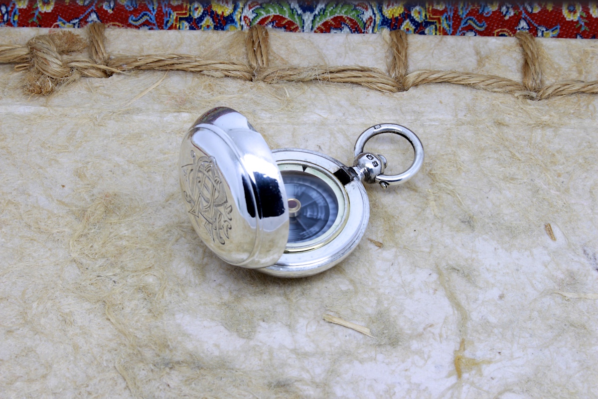 Victorian Silver Hunter Compass, Hallmarked Birmingham 1897