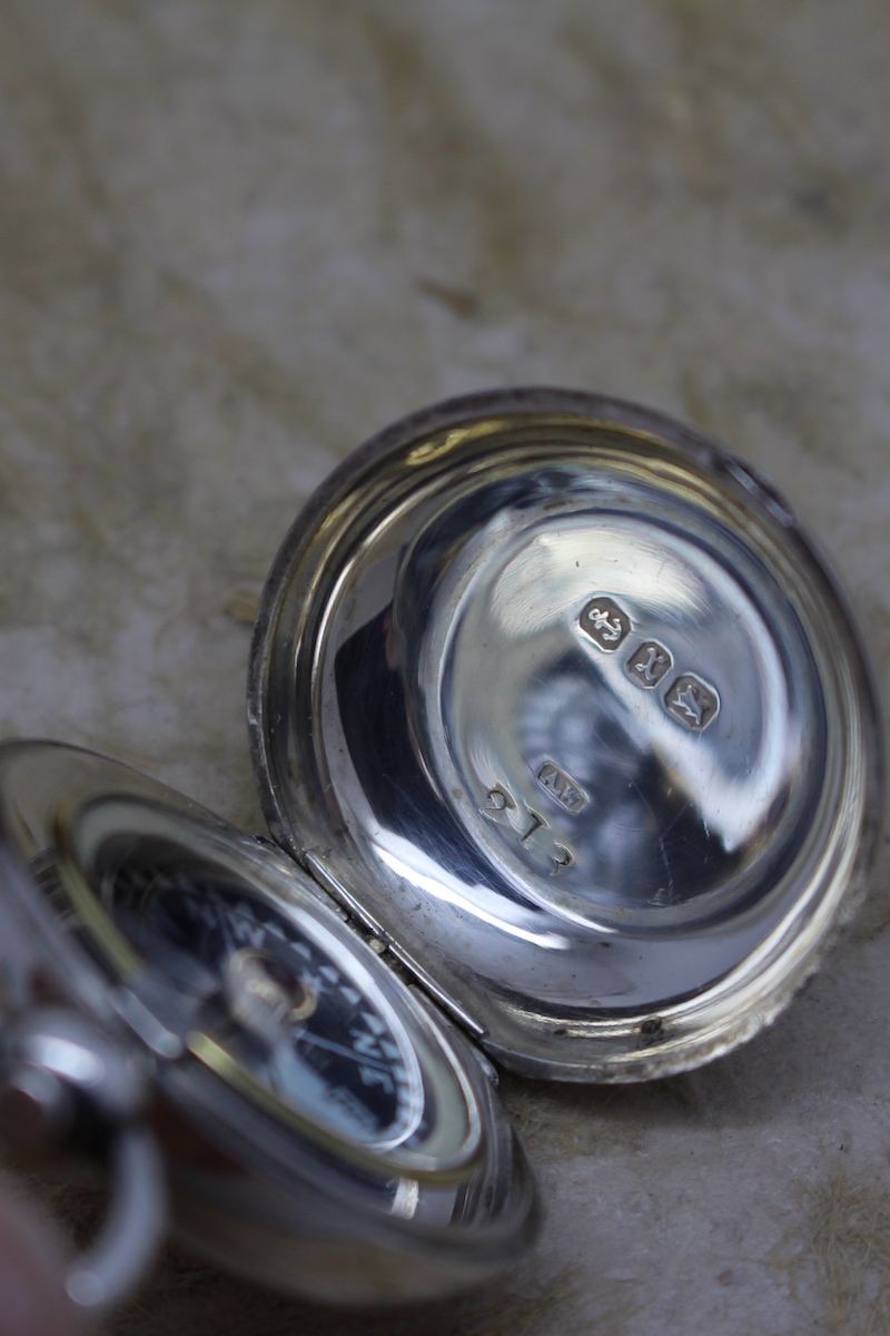 Victorian Silver Hunter Compass, Hallmarked Birmingham 1897