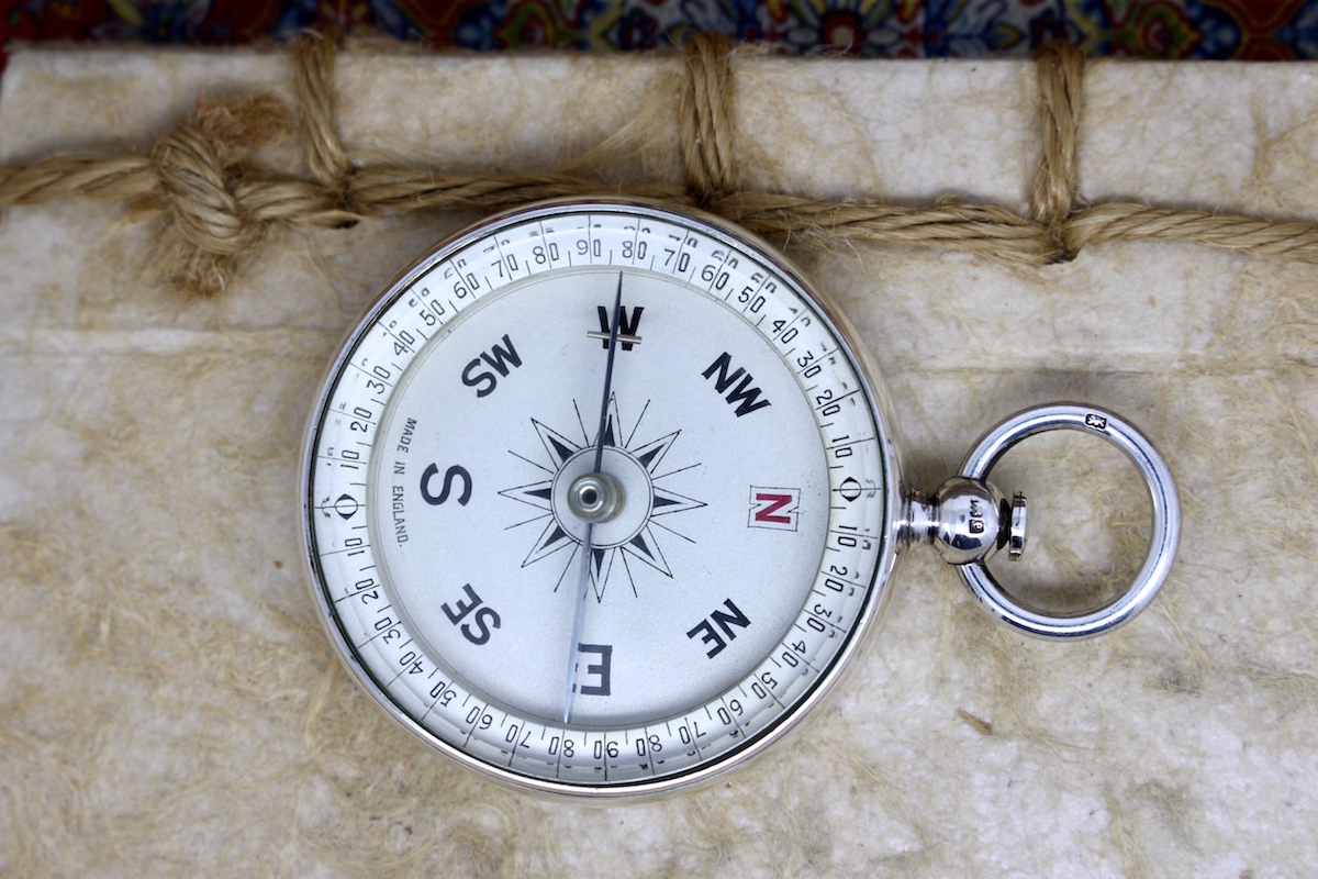 Antique Leather-Cased Silver Compass by Francis Barker & Son, Hallmarked London 1905