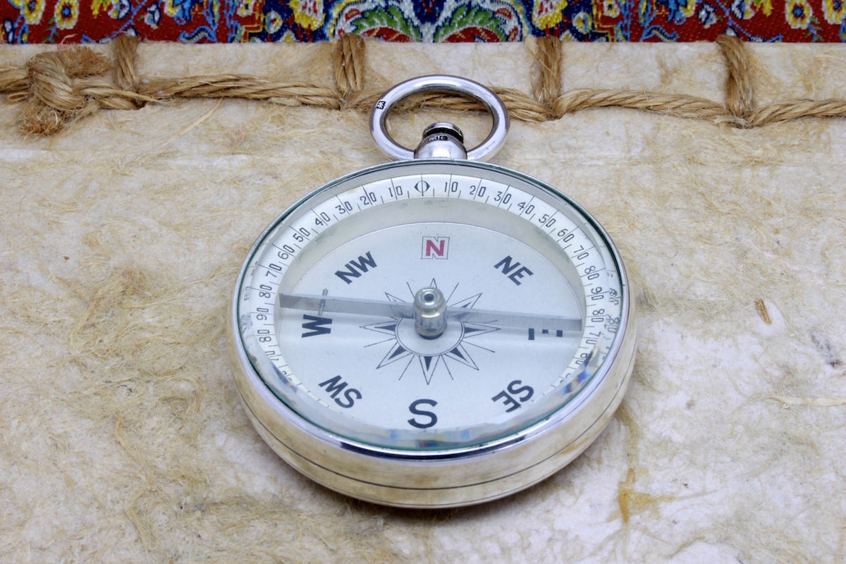 Antique Leather-Cased Silver Compass by Francis Barker & Son, Hallmarked London 1905