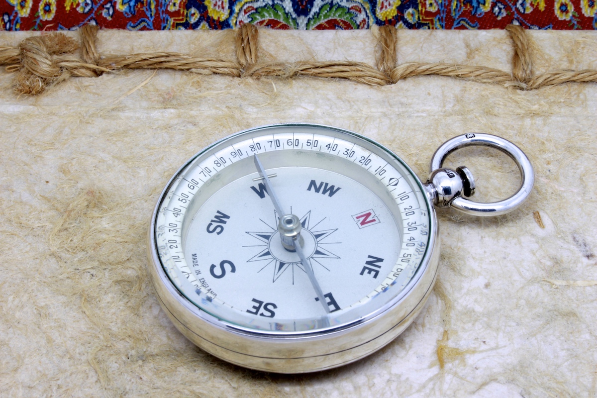 Antique Leather-Cased Silver Compass by Francis Barker & Son, Hallmarked London 1905