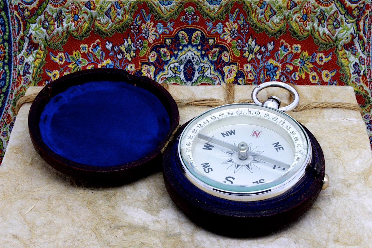 Antique Leather-Cased Silver Compass by Francis Barker & Son, Hallmarked London 1905