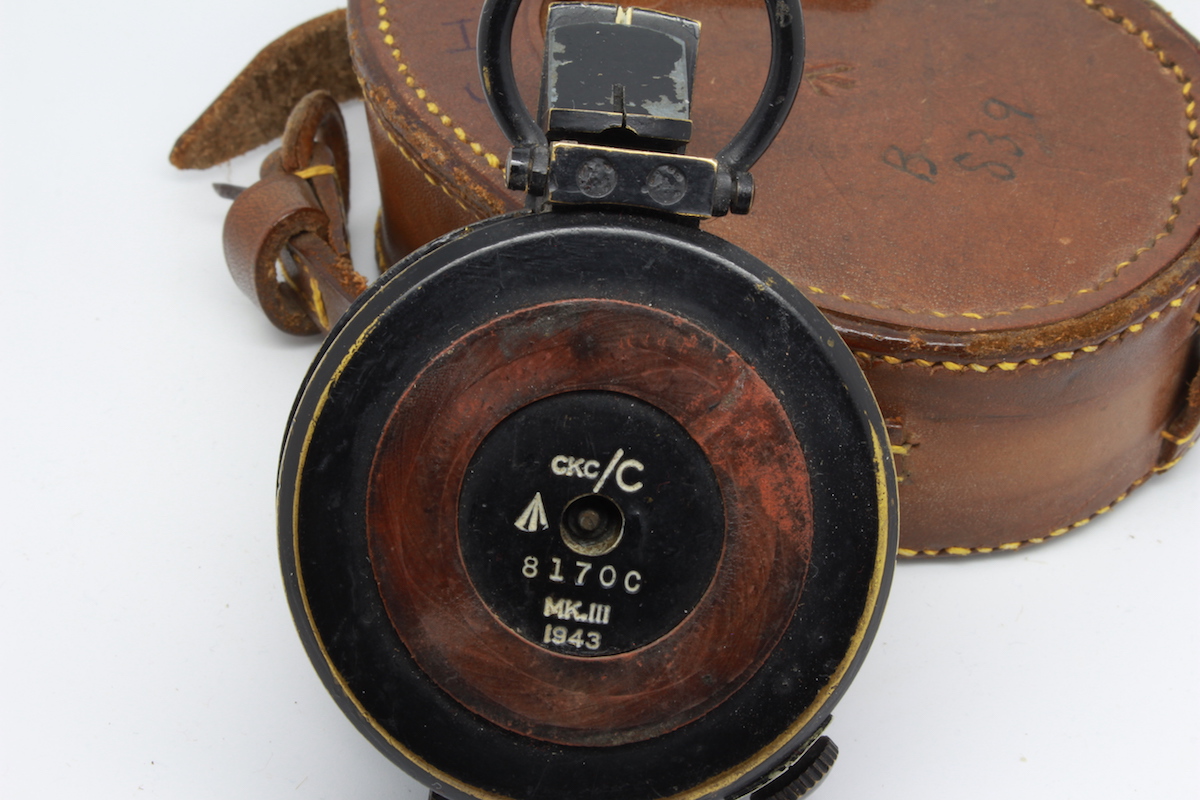 WWII Canadian Kodak Company Leather-Cased Prismatic Compass, 1943