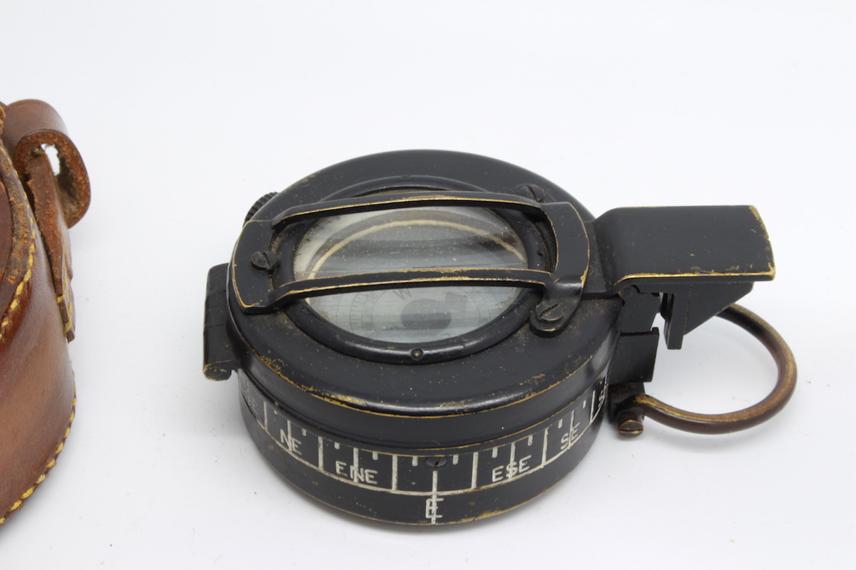 WWII Canadian Kodak Company Leather-Cased Prismatic Compass, 1943