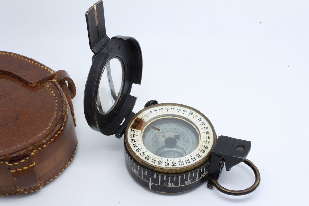 WWII Canadian Kodak Company Leather-Cased Prismatic Compass, 1943