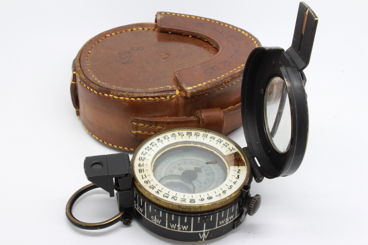 WWII Canadian Kodak Company Leather-Cased Prismatic Compass, 1943