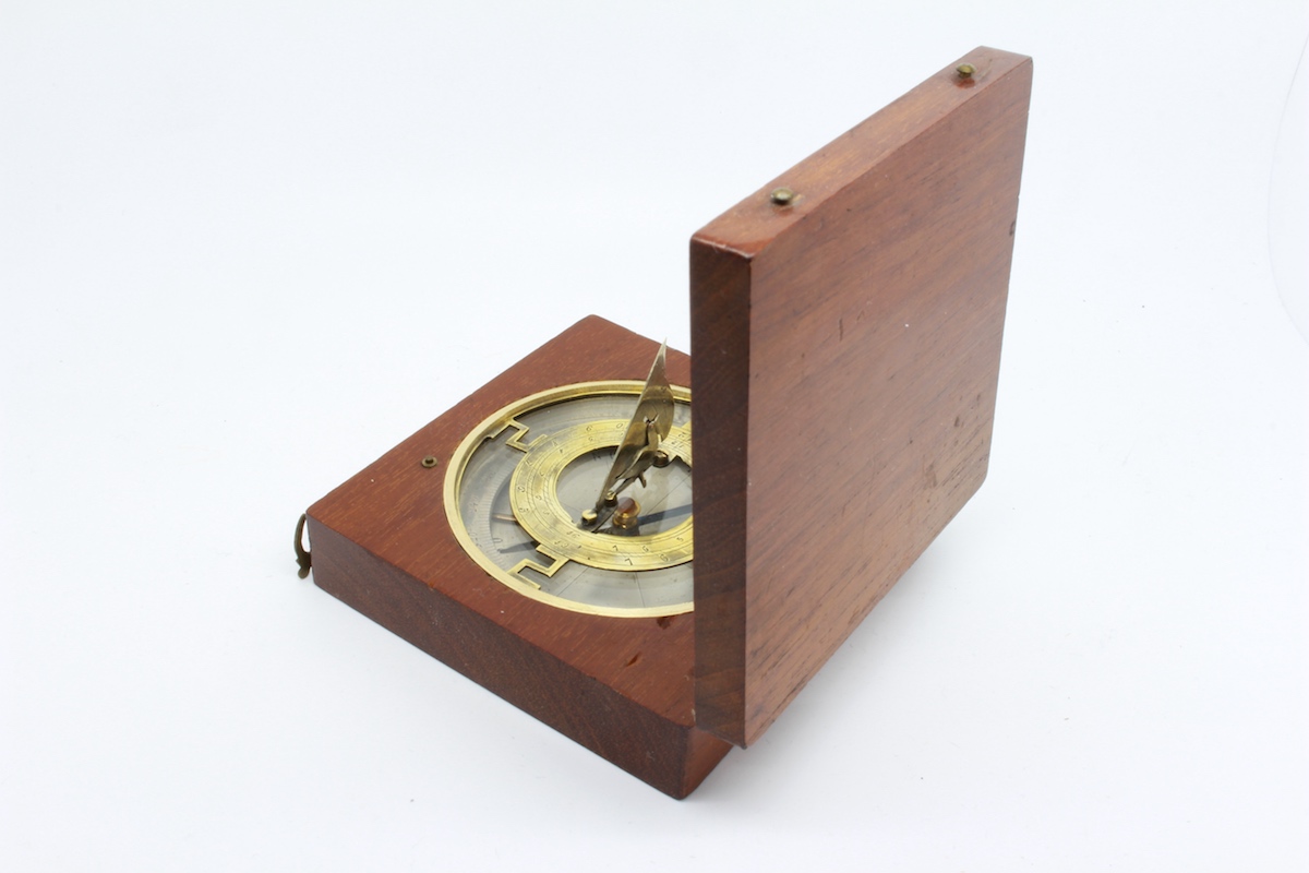 Early 1900 Wooden French Sundial and Compass