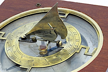 Early 1900 Wooden French Sundial and Compass