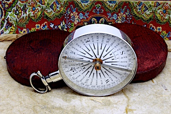 Georgian Leather-Cased Long-Neck Hallmarked Silver Compass by Dollond, London, 1836