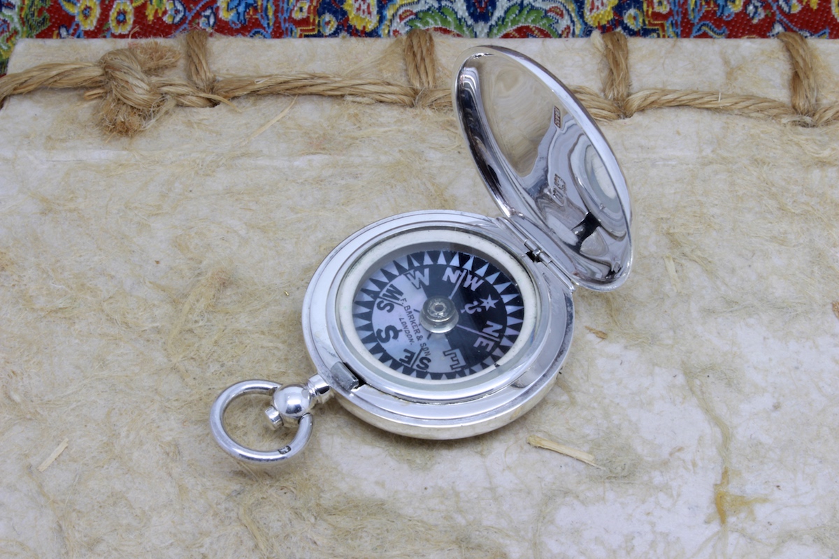 F. Barker and Son Silver Hunter Compass, Hallmarked London 1897