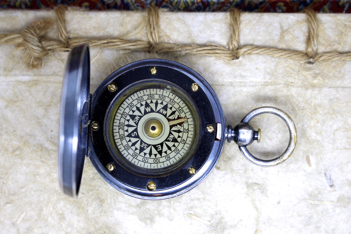 English Liquid Filled Pocket Compass by SINCLAIR Ltd. LONDON, c. 1900