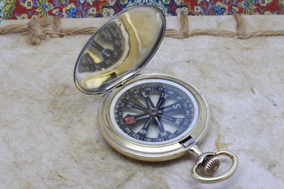 Rare Skeletonized Pocket Watch Hunter Compass, c. 1915